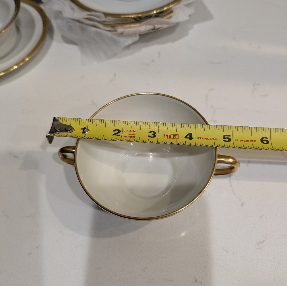 Limoges France William Guérin Circa 1900–1932 Soup Cup with Saucer Double Handle - Picture 14 of 16